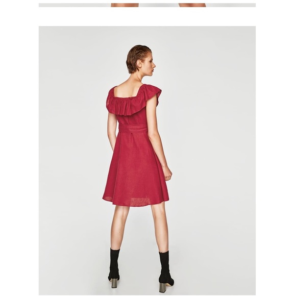 💃🏻 ZARA RUFFLE LINEN BLEND DRESS 💃🏻 - Picture 4 of 9